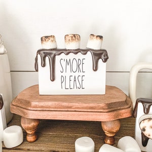 S’mores Tiered Tray / S’mores Please / Faux Marshmallow and Chocolate Wood Sign