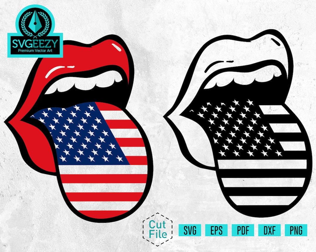 American Flag Tongue SVG, American Flag Lips, 4th of July, Fourth of