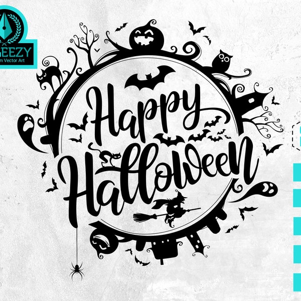 Happy Halloween svg, Halloween svg, Happy Halloween, Halloween Clipart, Pumpkin svg, Witch svg, Trick or Treat svg, Ghost svg, Creepy svg