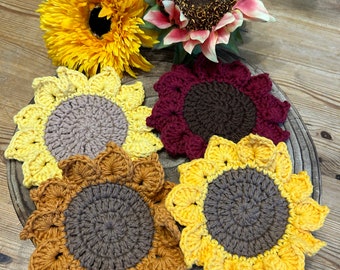 Crochet Sunflower Coaster