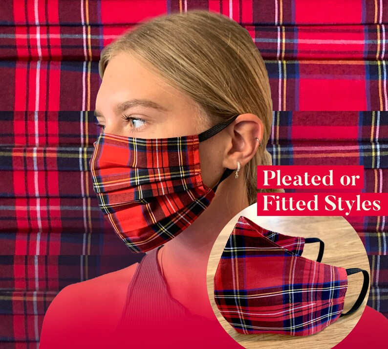 Tartan FACE MASK Black Watch Face Covering Stuart 100 Etsy