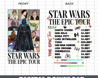 Two-sided Starwars The Epic Tour Png, Retro Galaxy's Edge Characters, Starwars Family Matching, Disneyland, Digital File