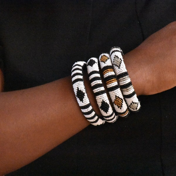 Beaded Zulu Beaded Bracelets, Colourful Beaded African Bracelets, Handmade Wrist  Bracelets Unique Gifts, African Jewelry Bead Bangles Set