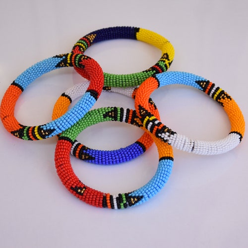 Beaded Zulu Beaded Bracelets Colourful Beaded African Etsy