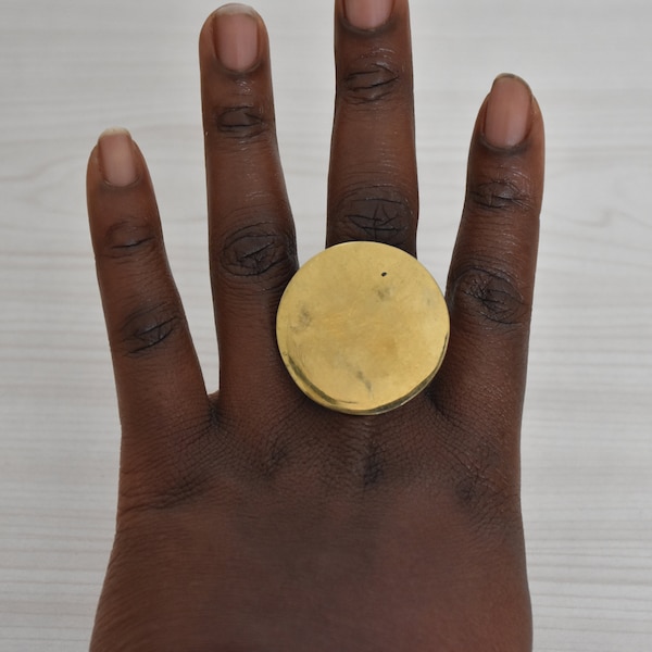 Brass Ring For Women, Hammered Brass Statement Ring, Brass Handmade Chunky Ring, African Brass Rings Brass Jewelry Gifts For Her