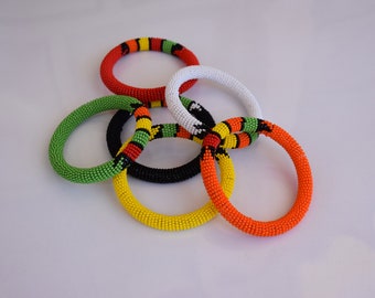 Beaded Zulu Beaded Bracelets, Colourful Beaded African Bracelets, Handmade Wrist  Bracelets Unique Gifts, African Jewelry Bead Bangles