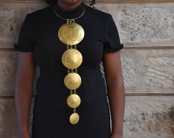 Lange Messing Halskette, Afrikanische Messing Halskette für Frauen, Afrikanischer Messing Schmuck, Boho Messing Halskette, Lange Anhänger Messing Halskette
