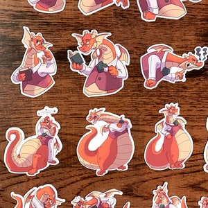 Fantasy Dragon Stickers: Humphrey the Dragon Stickers, Cute Dragon Stickers, Cartoon Dragon Stickers, Red Dragon Stickers, Dragon Stickers