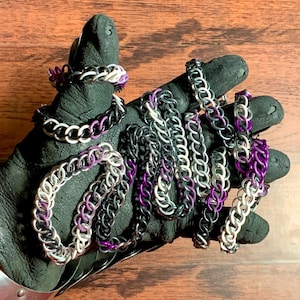 Customizable Asexual Stretchy Bracelet, Stretchy Chainmail Bracelet, Asexual Jewelry, Stretchy Half Persian Bracelet, Chainmail