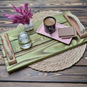 Solid wood tray (medium) green