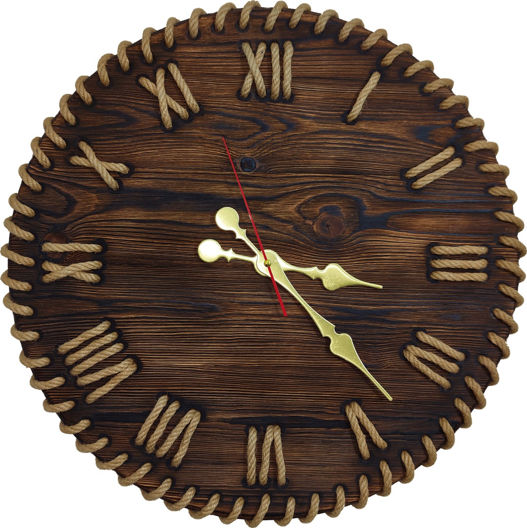 Solid Rustic Wood Round Wall Clock (brown) 50cm - Etsy