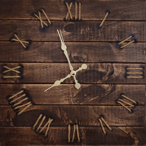 Solid rustic wood Square wall clock (Brown)