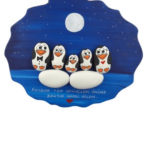 Wooden Stone Table Medium Size 5 Person Family Penguin