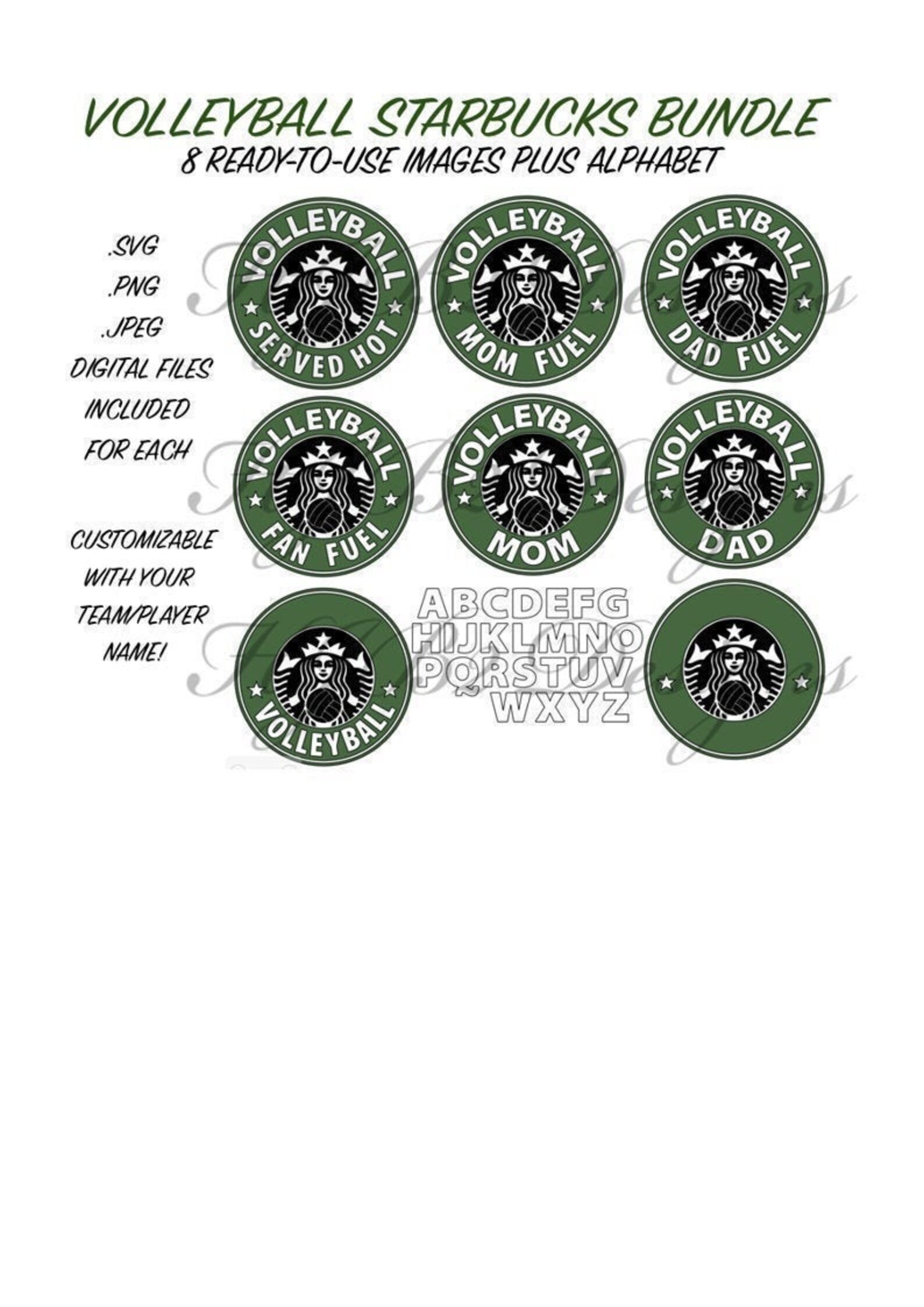 Volleyball Starbucks Inspired Digital Image Bundle Coffee Fan Etsy