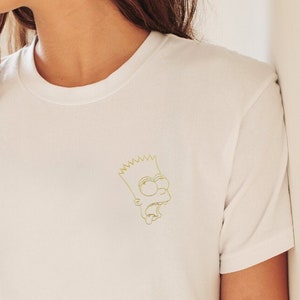 Camisa de algodón orgánico bordada de Los Simpson: regalo artístico personalizado