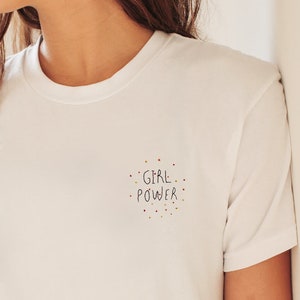 Feminine Embroidered Organic Cotton T-Shirt: Custom Art Gift