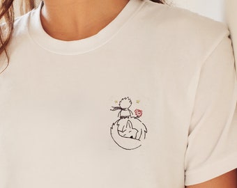 Maglietta in cotone biologico ricamata Il Piccolo Principe