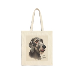 Personalized Wolfhound  Portrait Tote Bag, Pet Lover Gift, Custom Dog Name Bag, Eco-Friendly Shopping Tote, Cute Animal Design
