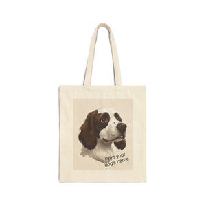 Personalized Springer Spaniel Portrait Tote Bag | Eco-Friendly Bag, Dog Lover Gift, Custom Dog Name, Cute Animal Tote, Perfect for Shopping