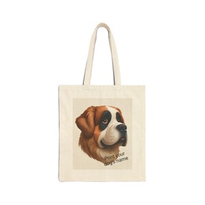 Custom Dog Portrait Tote Bag, Pet Lover Gift, Personalized St. Bernard Canvas Bag, Dog Owner Accessory, Eco-Friendly.
