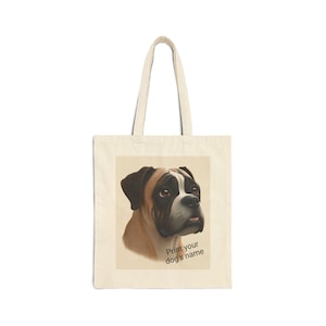 Boxer Portrait Tote Bag, Personalized Pet Lover Gift, Dog Owner Accessory, Gift for Dog Lovers, Canvas Bag for Dogs