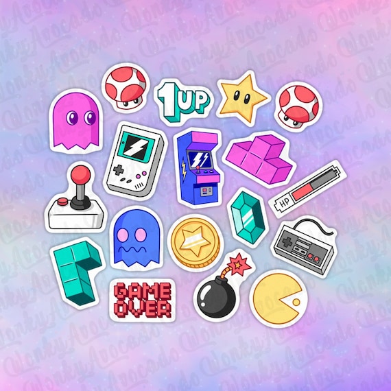 40pcs Retro Gamer Arcade Paper Stickers Etsy