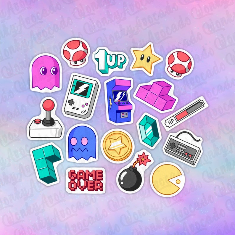 40pcs Retro Gamer Arcade Paper Stickers Etsy
