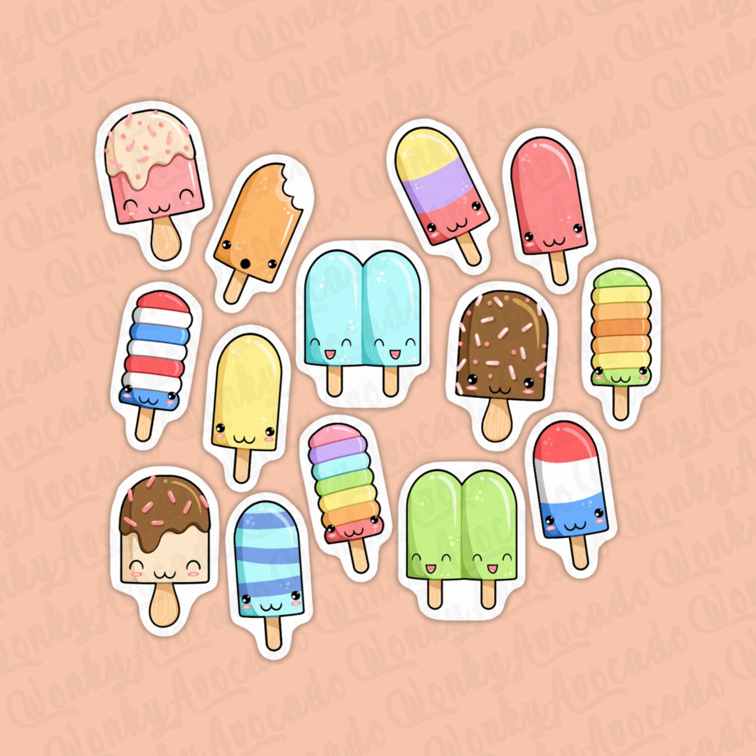 30 Pack Paper Kawaii Fruit Stickers Etsy