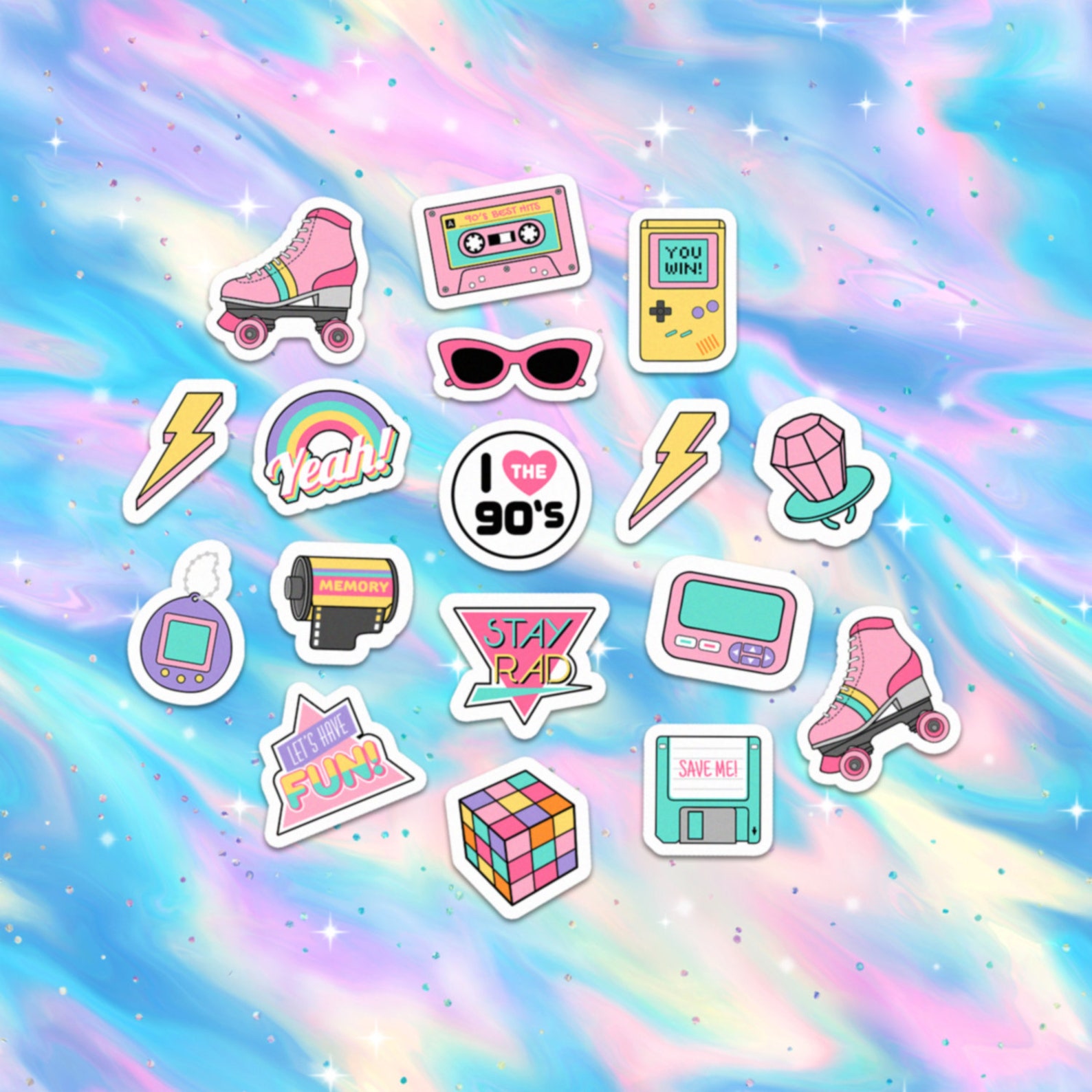 40 Pack Kawaii Retro 80's 90's Cute Stickers Etsy