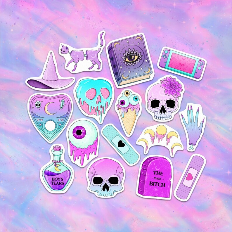 40pcs Pastel Goth Halloween Paper Stickers SET 4 Etsy
