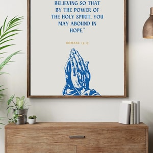 ROMANS 15:13 Print - Blue Beige- Bible Verse- Religious