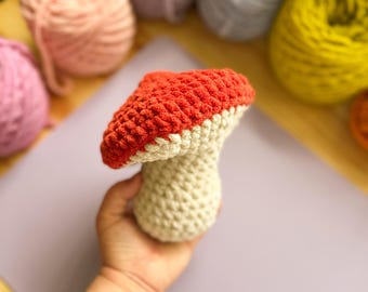Soft Chenille Crochet Mushroom Plush Toy – Desk Decor Gift