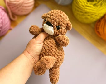 Handmade Chenille Crochet Otter Plush Toy – Soft Snuggler Gift