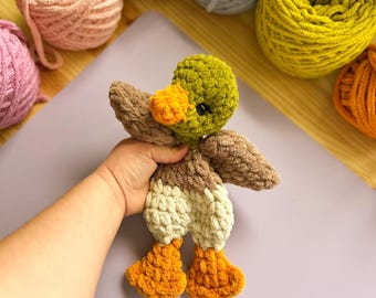 Handmade Chenille Mallard Duck Snuggler Plush Toy – Soft Crochet Gift