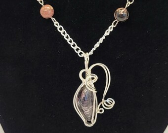 Rhodonite Gemstone Necklace & Earrings