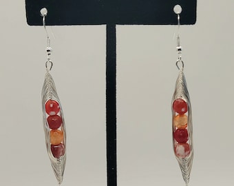 Fire Agate Peas in a Pod Earrings
