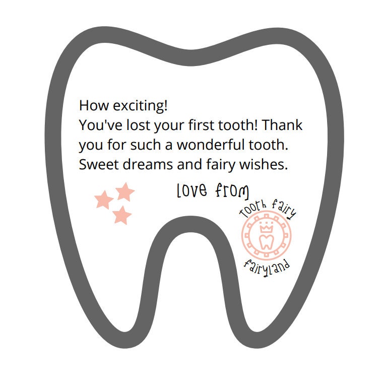 Tooth Fairy Letter Instant Download - First Tooth, Any Tooth, Pink ...