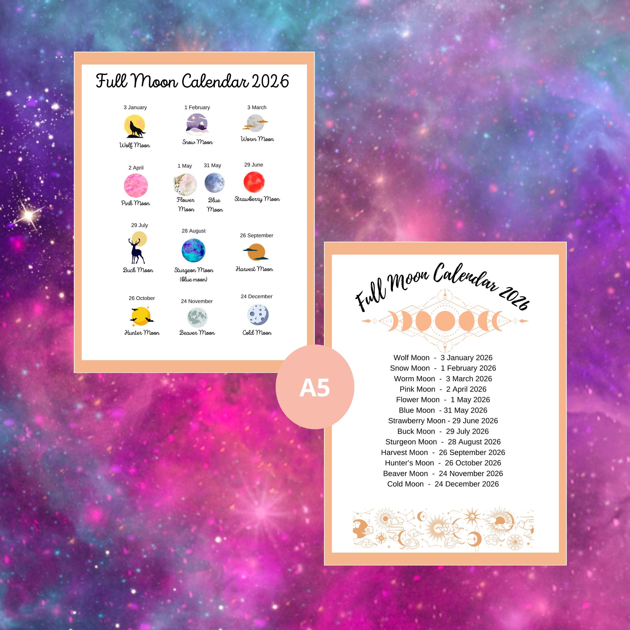 Full Moon Calendar 2026 Great for Rituals, Spells ...