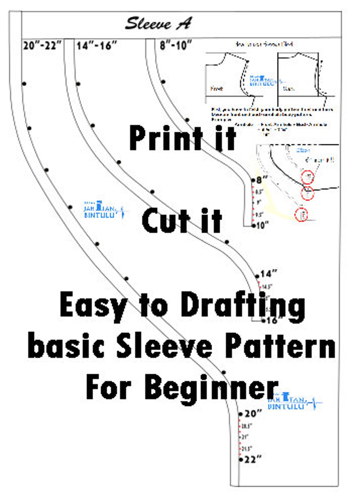 Sleeve Block Pattern for Basic Sleeve Easy for Beginner Sewing Drafting