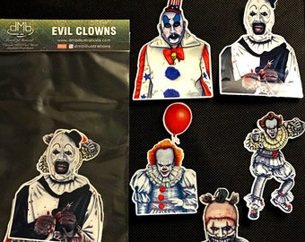 Evil Clowns Weatherproof Stickers - Set or Individual - Captain Spaulding, Pennywise, Terrifier and Twisty