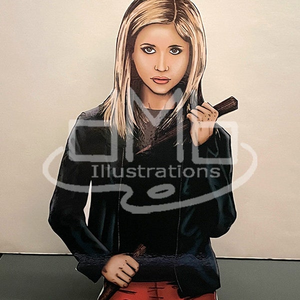 Buffy The Vampire Slayer with Mr. Pointy Stand-up or Print