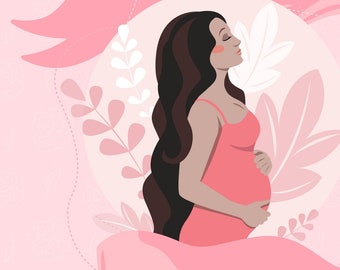 Pregnancy Meal Journal (30-Day)- Pink Glow, Self-Care Planner with Emotional Wellness Checklist, Nutrition and Health Checklist