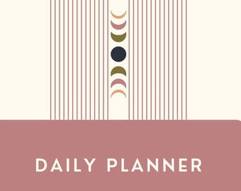 Daily Planner (31-day)- Pink Arches & Multicolored Crescents, Self-Care Daily Planner with Emotional and Mental Wellness Checklist
