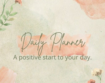 Daily Affirmations Planner- Peach Floral, Daily Positive Affirmation Planner, Self-Care Planner with Emotional Wellness Checklist
