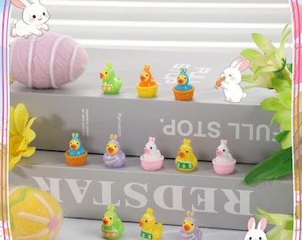 Tiny Easter Resin Ducks, Bunny Figurines, Mini Collectible Figures, Party Favors