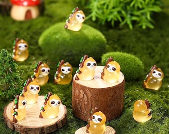 Glow in the Dark Mini Sloth Figurines | Resin Animal Desk Decor