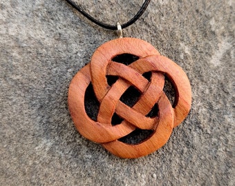 Celtic Infinity Knot Pendant, Hand Carved Wooden Celtic Knot Necklace, Celtic Trinity Knot Necklace, Infinite Celtic Knot, Wooden Pendant