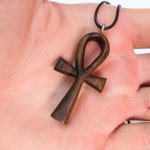 Ankh Wooden Pendant, Egyptian Wooden Necklace ,hand Carved Wooden ...