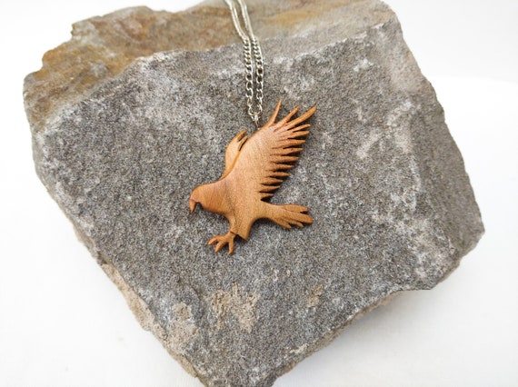 Eagle Necklace Carved Wooden Eagle Pendant Bald Eagle Pendant