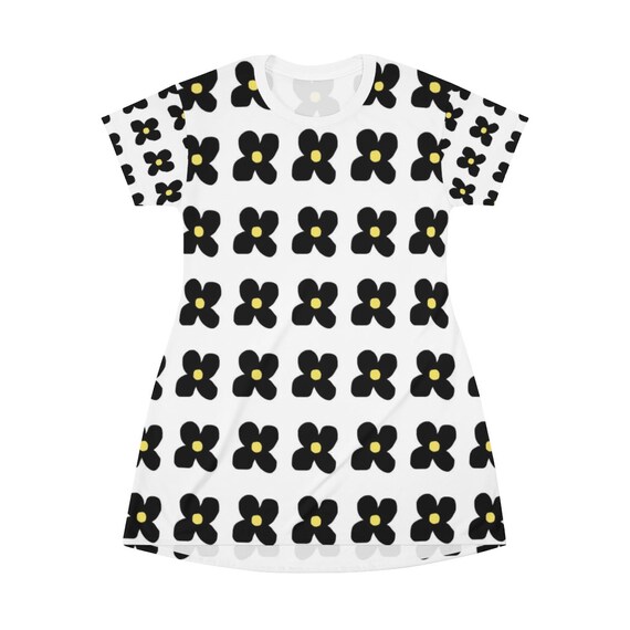 Black Flowers T-shirt Dress Marimekko 